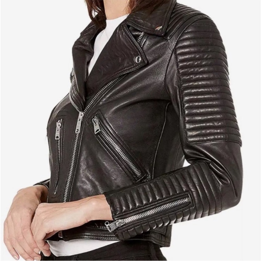 All Saints Black Quilted Leather Jacket